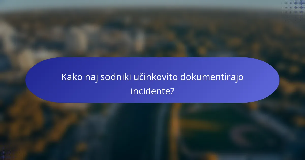 Kako naj sodniki učinkovito dokumentirajo incidente?
