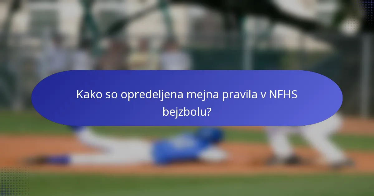 Kako so opredeljena mejna pravila v NFHS bejzbolu?